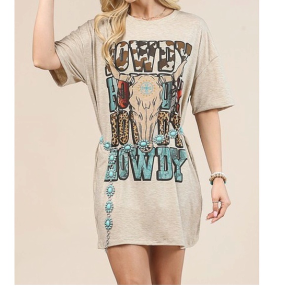 Howdy Graphic Relaxed Tee Shirt Dress Sz L‎ - Picture 2 of 6